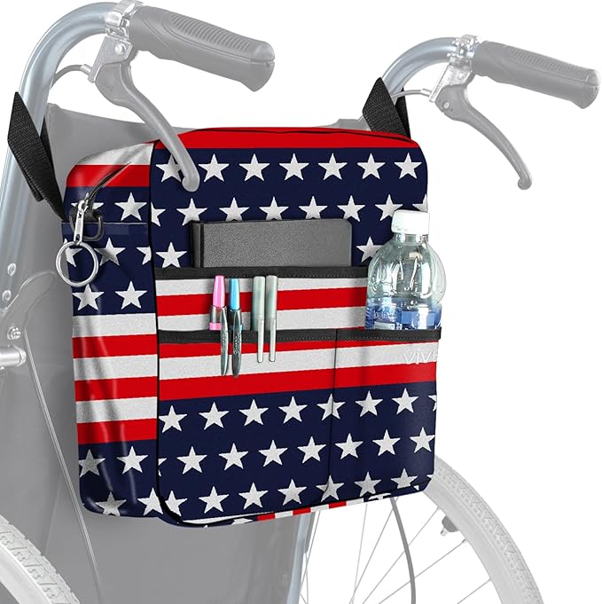 Vive Wheelchair Bag - Machine Washable, Double-Stitched, Water-Resistant Accessory Backpack for Rollators, Wheel Chairs, Walkers - Pouch with XL Pockets & Straps for Quick Installation