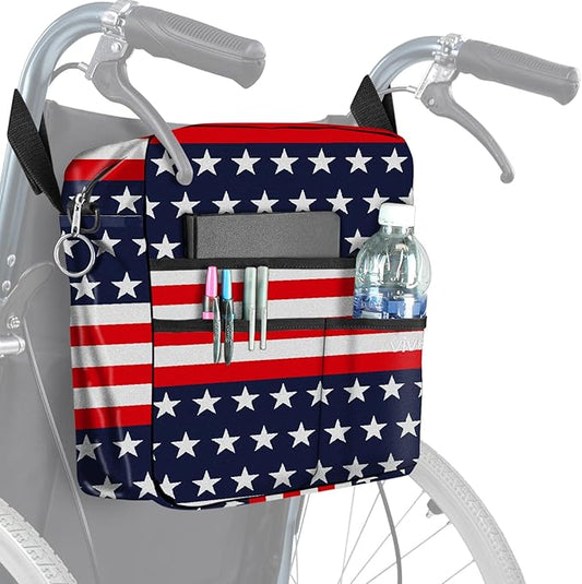 Vive Wheelchair Bag - Machine Washable, Double-Stitched, Water-Resistant Accessory Backpack for Rollators, Wheel Chairs, Walkers - Pouch with XL Pockets & Straps for Quick Installation