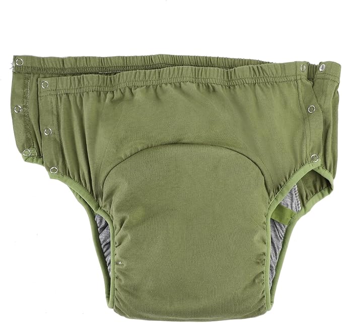 Reusable Adult Diapers Incontinence Adults Leak Proof Cotton Cloth Underwear Washable Elderly Incontinence Cotton Nappies with Button Pull on Cover Pants for Seniors Disability Postpartum