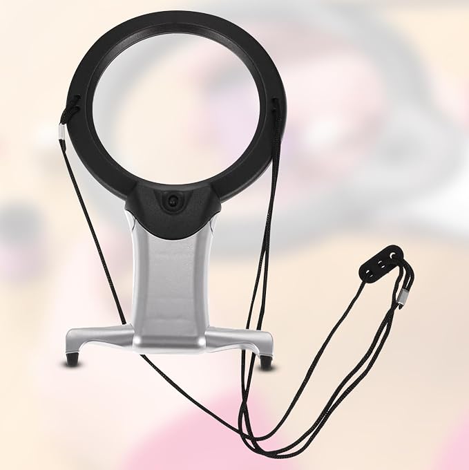 Hands Free Magnifying Glass for Close Work with Light 2X Lens & 6X Spot Magnifier, Neck Hanging LED Magnifier for Seniors, Coins, Cross Stitch, Sewing, Embroidery, Reading, Needlepoint, Hobbies