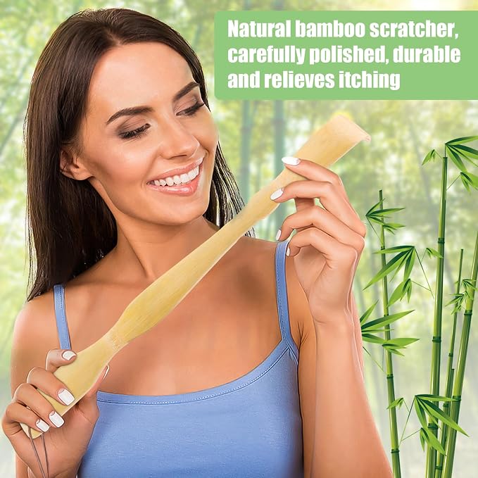 HOFASON 3 Pack Wooden Bamboo Back Scratcher for Adults Men Women, Gifts for Seniors, Small Funny Gifts for Elderly Men Women, 16.5 Inch Long Handle Back Scratchers Easter Basket Stuffers