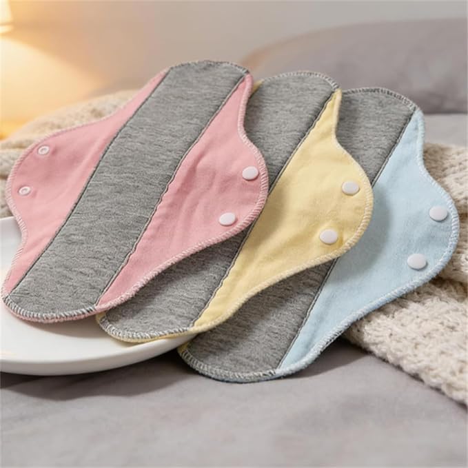 Reusable Washable Cloth Pads for Women, Leak-Proof Breathable Sanitary Pads, Absorbent Incontinence Pads for Daily & Postpartum Use (Yellow, 20 Pack)