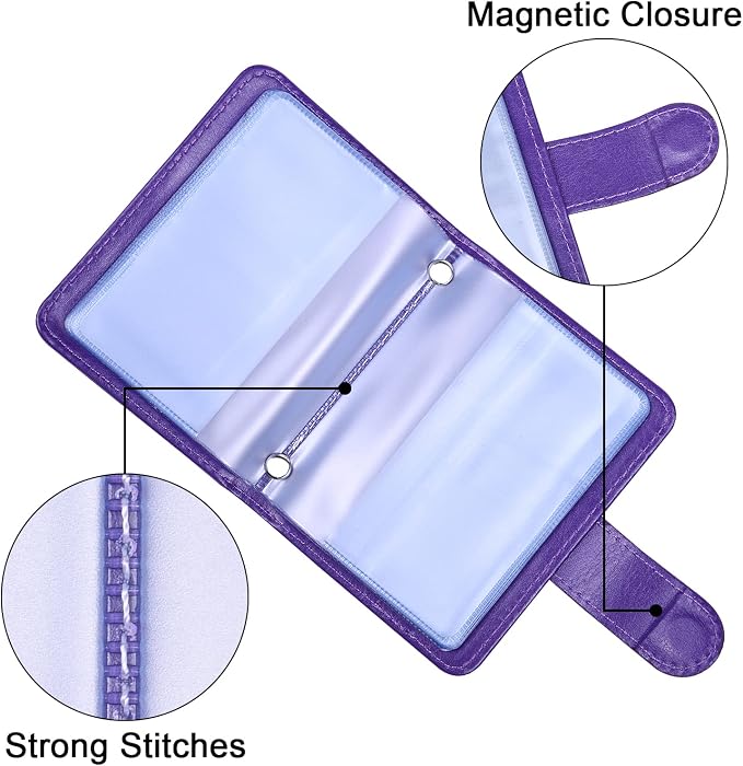 Wisdompro Credit Card Holder, RFID Blocking Wallet Debit Card Protector | Slim Leather Credit Card Organizer Case, Card Case with Magnetic Closure, 20 Card & 7 Memory Card Slots - Vertical Purple