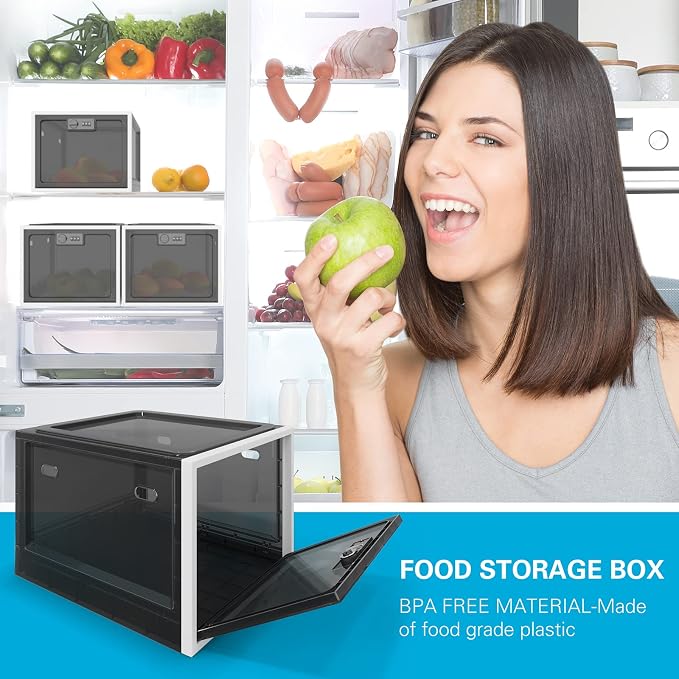 BUG HULL Large Capacity Medication Lock Box, Fridge Lock Box for Medicine Safe, Locking Medicine Box with Code for Snack, Food and Home Safety