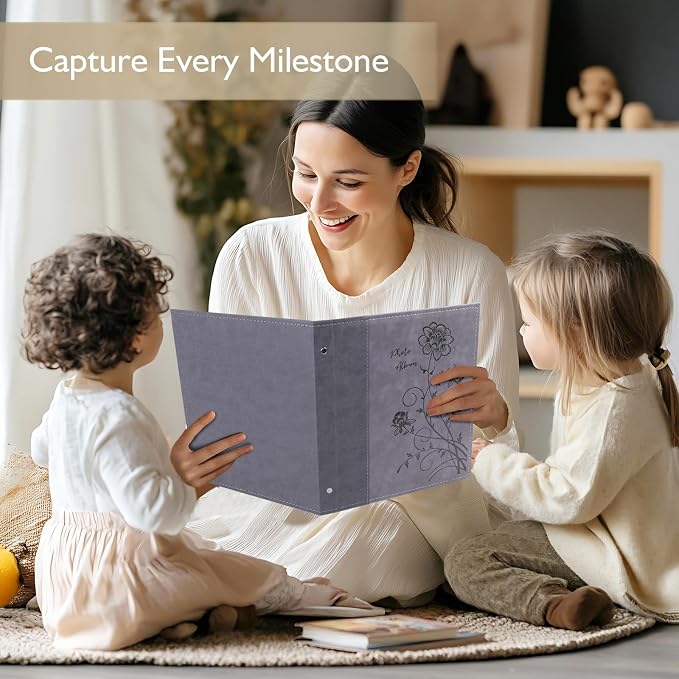 Photo Album 8x10 2 Packs Clear Pages Pockets Leathe Cover Slip Slide in Photo Album Each Holds 100 Vertical 8x10 Photos Picture Book for Wedding Family (Grey)