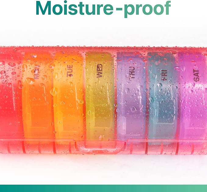 Sukuos Large Weekly Pill Organizer 2 Times a Day, Daily Pill Box 7 Day Easy to Open with Double Protection, AM PM Pill Case for Medicine/Vitamin/Fish Oil/Supplements (Red)