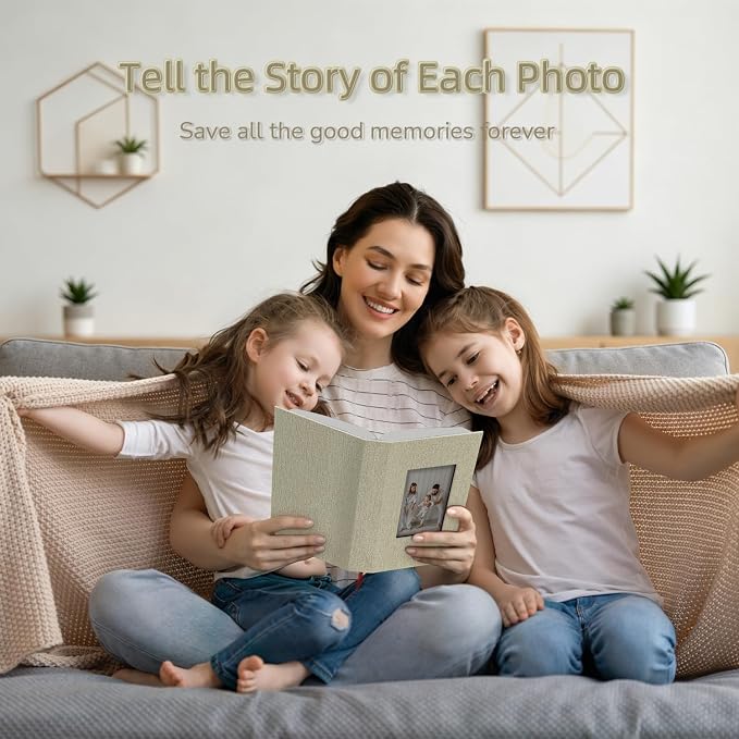 popotop Photo Album 4x6-300 Photos Linen Cover Photo Books with 300 Horizontal Pockets,Slip-in Picture Albums for Family Wedding Anniversary Baby Vacation Pictures