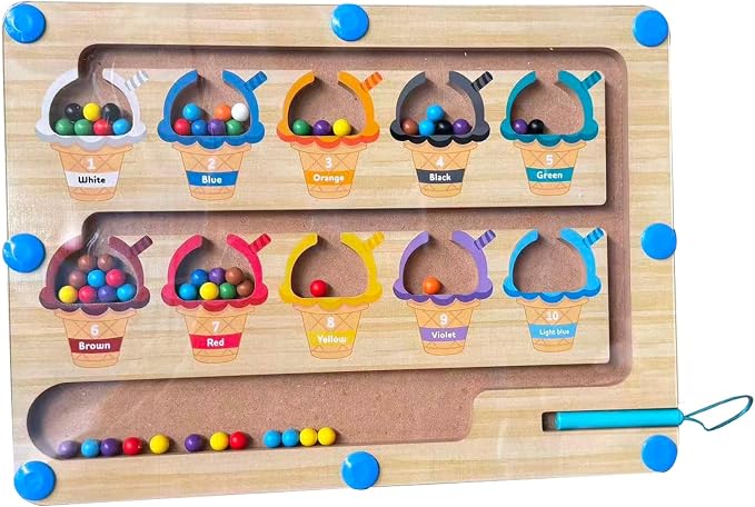 Wooden Alzheimer's Supplies for Seniors- Color and Number Matching Maze Board Suitable for Parkinson's Patients and Alzheimer's Patients - a Brain-Training Sensory Cognitive Maze Board