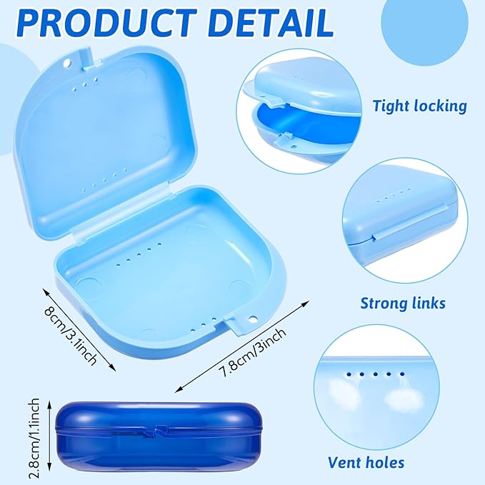 Sherr 120 Pcs Dental Retainer Cases Bulk with Holes 12 Colors Denture Case Mouth Guard Holder False Teeth Container Multicolored Retainer Holder for Travel Office Home