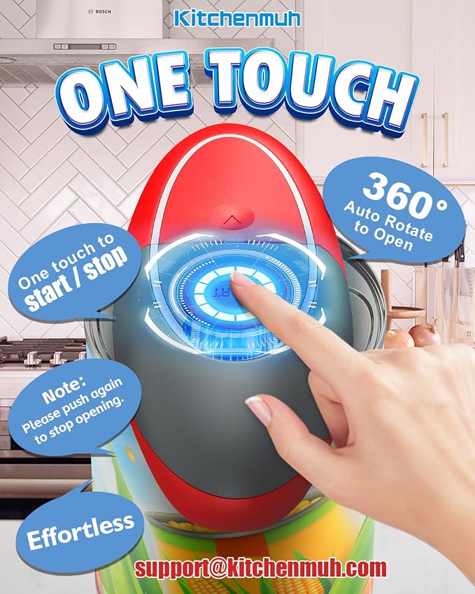 One Touch Electric Can Opener Fits All Can Sizes for Seniors with Arthritis, Battery Operated Can Opener with Smooth Edge, Food Safe Kitchen Gadgets Automatic Can Opener for Kitchen