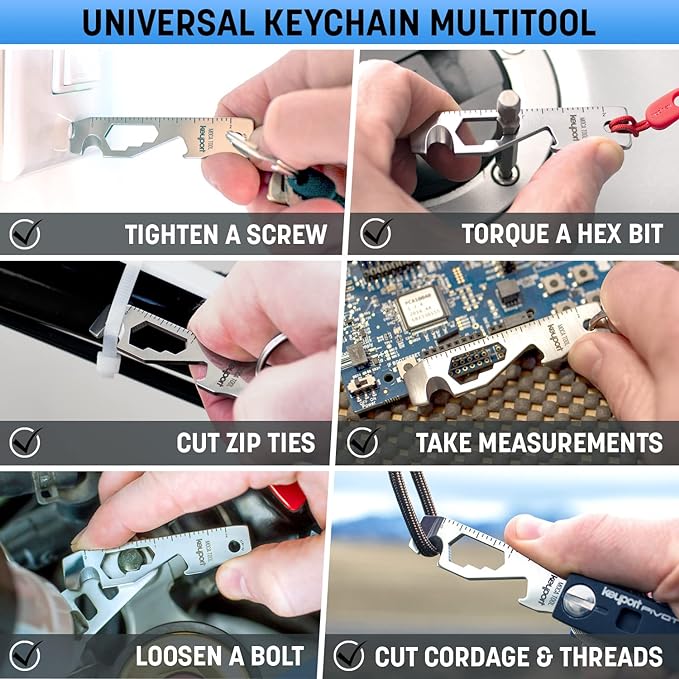 Keyport MOCA 10-in-1 Keychain Multitool - Flat EDC Key Tool - Silver | Fits Key Chains, Select Key Organizers | 420 Stainless | Internal Blade, Travel-Friendly | Box Opener, Pry Bar, Bottle Opener