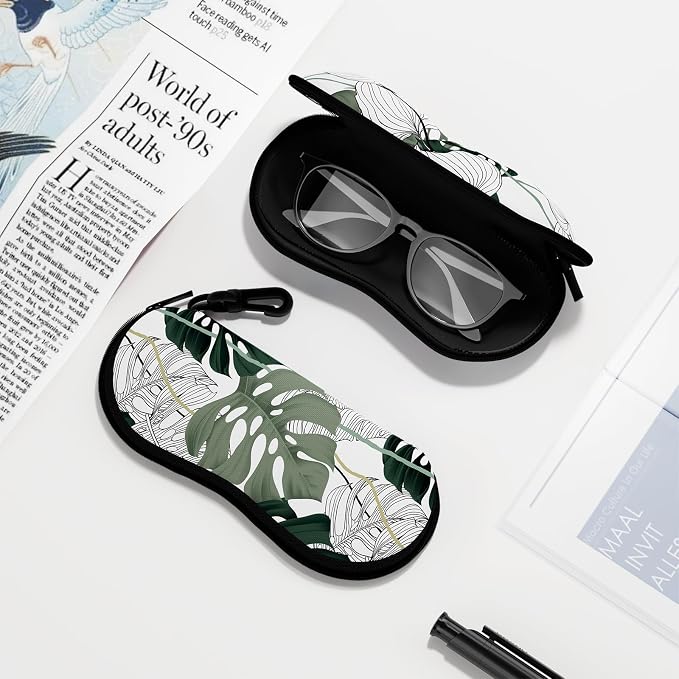 Sunglasses Soft Case, Ultra Light Portable Neoprene Zipper Glasses Case for Men Women