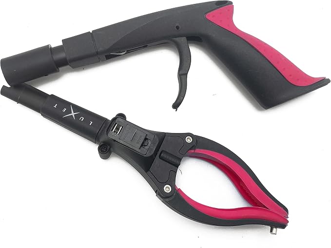 Grabber Reacher Tool 19" Aluminum Magnetic Claw with LED Light, Reacher Grabber Pickup Tool, Foldable Gripper Grabbers for Elderly Grab it Reaching Tool, Trash Grabbers Pickers, Red, By Luxet 2-Pack