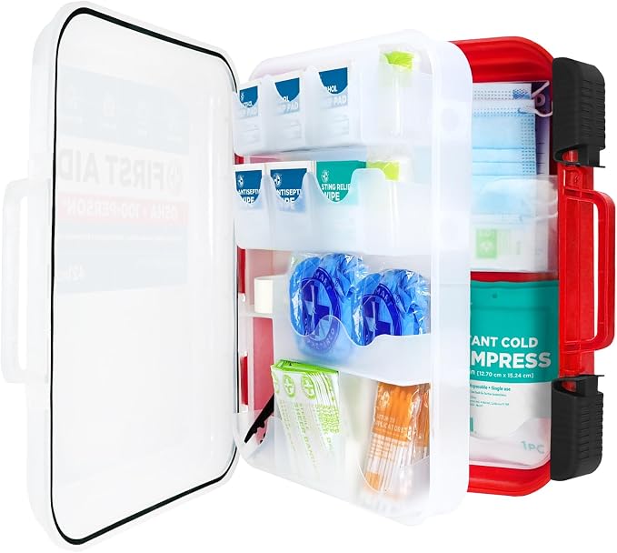 Be Smart Get Prepared 421pc First Aid Kit Exceeds OSHA Guidelines 100 People - Office, Home, Car, School, Emergency, Survival, Camping, Hunting and Sports
