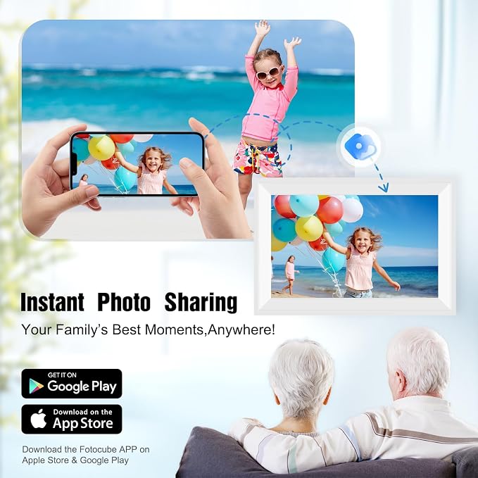 10.1" Smart Digital Wall Calendar Interactive Display for Family Schedules Wall Planner with Chore Charts Meal Planning Task Rewards 32GB Storage 1280x800P IPS Touchscreen Digital Picture Frame White