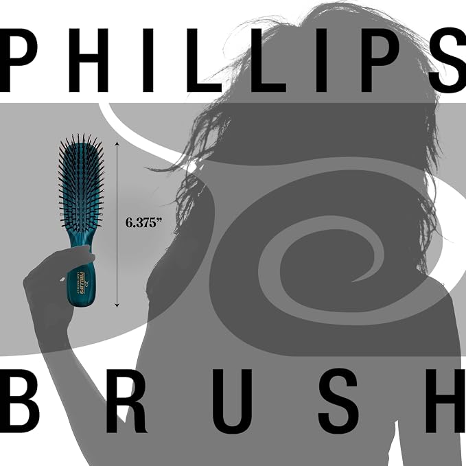 Phillips Brush Light Touch 6 Petite & Full Size Hair Brushes, Emerald Green | Flexible Nylon Bristles Gently Detangle and Smooth All Hair Types. Combo Includes 7.75 & 6.25 Inch Brushes for Daily Use