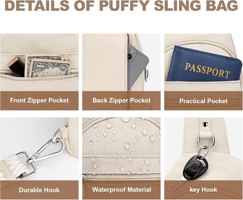Sling Bag for Women, Anti-Theft RFID Crossbody Purse Travel
