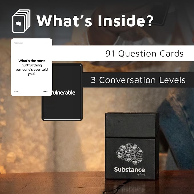 Substance Card Game - 90 Conversation Cards for Adults, Couples, Friends, Co-Workers, Strangers - Meaningful, Deep Conversation Started Card Game for Game Night or Date Night - 2-6 Players