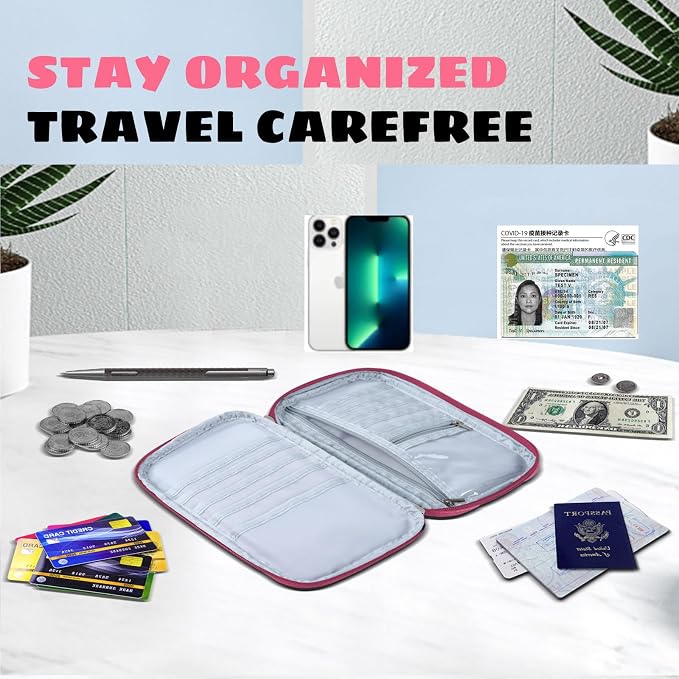 Premium Travel Passport Holder,Family Passport holder Travel Document Organizer,Secure &Stylish Companion For your Family (pink)