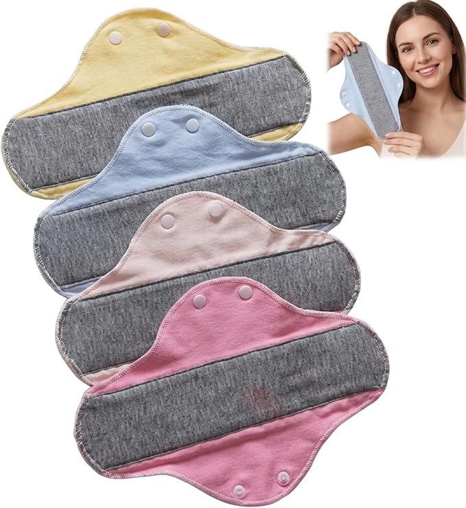 4 PCS Washable Incontinence Pads, Reusable Leak-Proof Design for Light to Moderate Needs,Reusable Incontinence Pads for Women in Yellow, Blue, Pink, Yellow