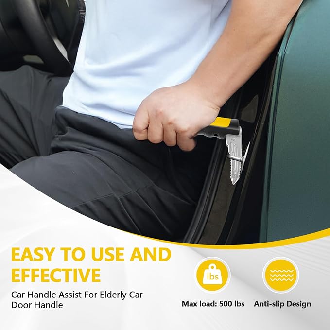 Kaiedos Car Door Handle for Elderly, 3-in-1 Car Handle Assist for Seniors, Portable Auto Cane Vehicle Support Handle, 500 lbs Capacity, Non-Slip Door Assist Bar
