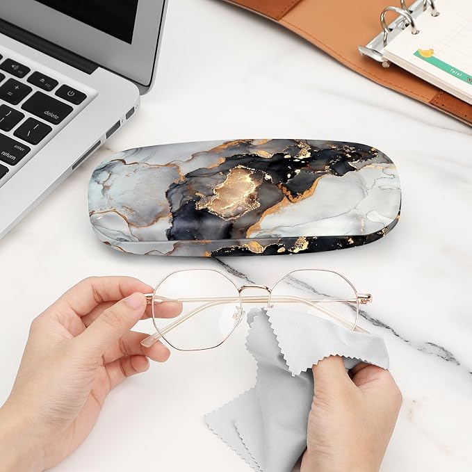 FINTIE Hard Shell Eyeglasses Case, Portable Protective Glasses Cover Eyeglass Holder Box with Cleaning Cloth for Men Women