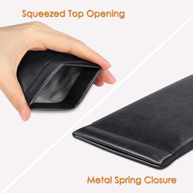 FINTIE Soft Eyeglasses Case with Cleaning Cloth, Portable Squeeze Top Vegan Leather Glasses Pouch, Sunglasses Eyewear Bag