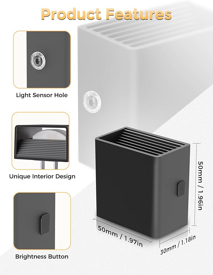 DORESshop LED Night Lights Plug into Wall [2 Pack], Plug in Nightlight, 3 Level Brightness Adjustable Night Light, Dusk to Dawn Sensor, Nightlights for Adults, Bedroom, Bathroom, Hallway, 1800K