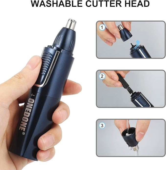 ONEDONE Nose Hair Trimmer - 3 in 1 USB Rechargeable Ear Nose Hair Trimmer for Men, Dual-Edge Blades Painless Electric Ear Trimmer Eyebrow Clipper Father's Day Gifts