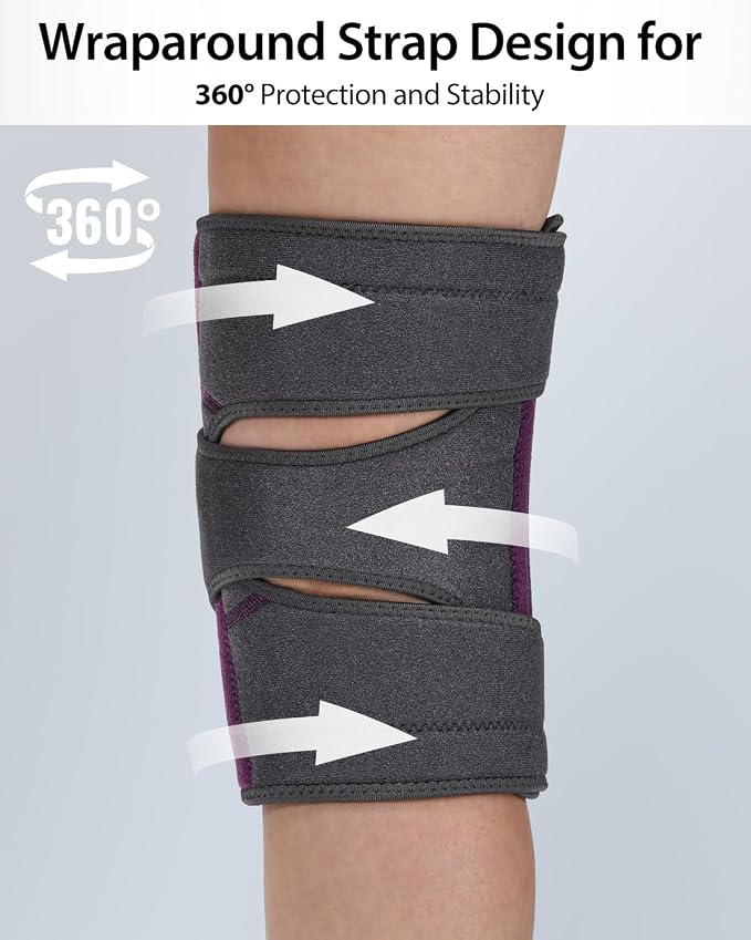 ABYON Knee Brace for Women & Men Meniscus Tear, ACL, Arthritis, Knee Support with Triple Side Stabilizers and Adjustable 360° Wraparound Strap for Maximum Knee Pain Support and Fast Recovery (Gray-Magenta, XL)