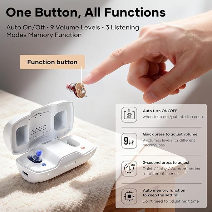 iBstone Nova Hearing Aids for Seniors Adults – Superior Sound Quality, Smart Noise Cancelling, No Feedback, Auto On/Off, Rechargeable, OTC