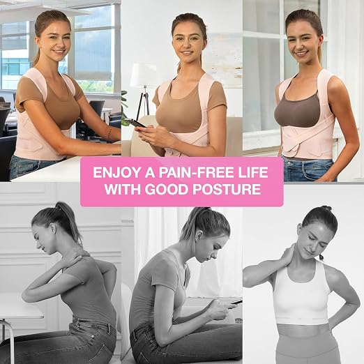 SHAPERKY Posture Corrector for Women for Support: Back Brace for Full Back Support - Adjustable Shoulder Straightener for Women and Men (Small)
