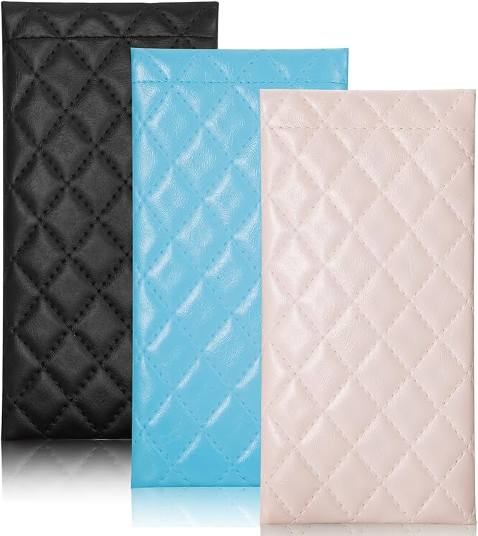 TRIUMPH VISION Eyeglass Case Glasses Case Soft Sunglass Pouch Sleeve 3 Pack | Slim Lightweight Alternative to Bulky Case, Leather Lined Protect Lens, Squeeze Easy to Use, Stylish Portable for Daily Use
