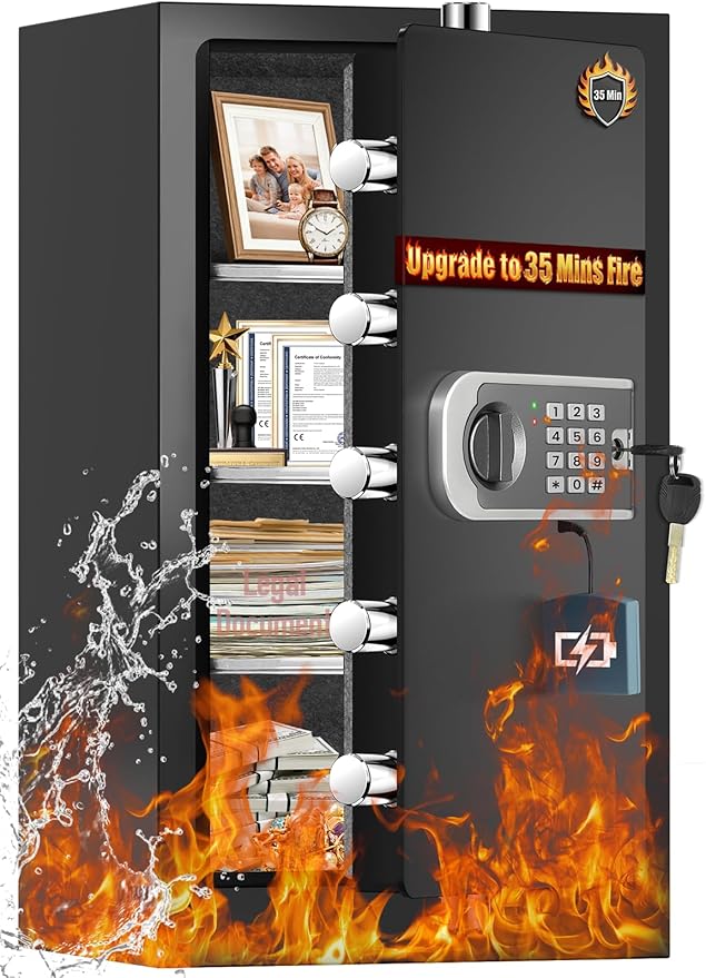 [𝟐𝟎𝟐𝟔 𝐔𝐩𝐠𝐫𝐚𝐝𝐞𝐝] [𝟑𝟓𝐌𝐢𝐧 𝟏𝟕𝟎𝟎°𝐅] True Fire Proof Safe for Home Documents, 7.2 Cuft Large Fireproof Safe With Removable Shelf, Heavy Duty Safe Box with Anti-theft for Cash Valuables