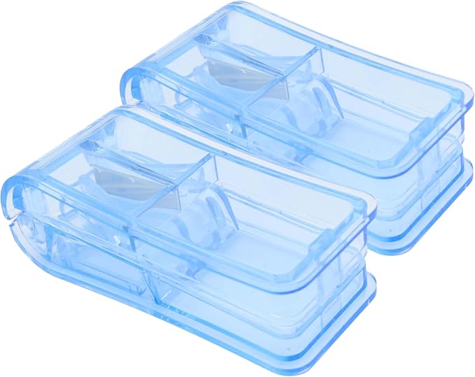 Pill Cutter, Splitter, Organizer for Pills/Supplement/Medication 2 Pcs (Blue)