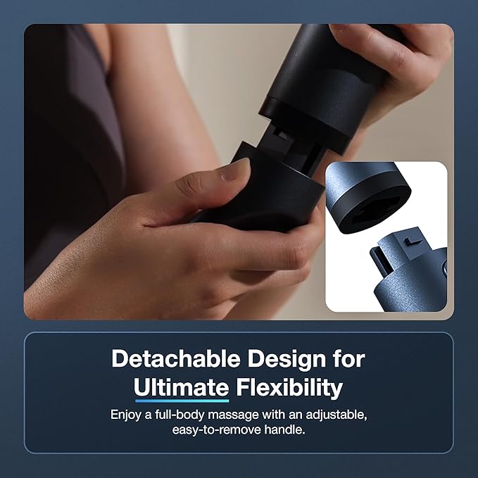 3-in-1 Massage Gun Extended Handle & Belt with 12 Speed Levels & 4 Replaceable Heads for Athletes, Gym Recovery and Seniors Back Pain |Back Massage Belt & Extended Handle Deep Tissue Massage