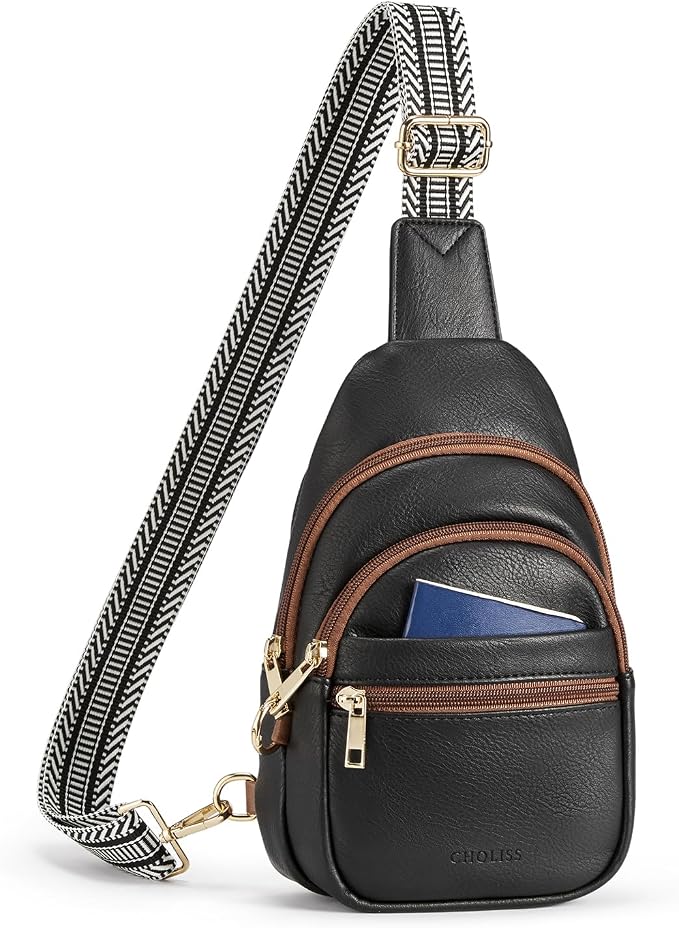 CHOLISS Anti Theft Small Sling Bag for Women and Men RFID Leather Crossbody Bags Fanny Pack Chest Bag Travel Purse Daypacks