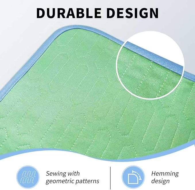 Washable Incontinence Underpads, 2 Pack 24" x 24" Heavy Absorbency Leakproof Bed Pads with Durable Encased Edges, Reusable Pee Pads for Adults, Kids & Dogs