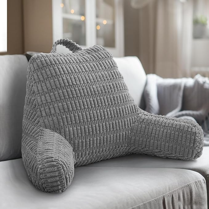 Reading Pillows for Sitting in Bed Adult, Back Rest Pillow for Sitting Up in Bed and Couch, Back Support Chair Pillow Support for Adult Backrest Pillows for Reading (Dark Grey)
