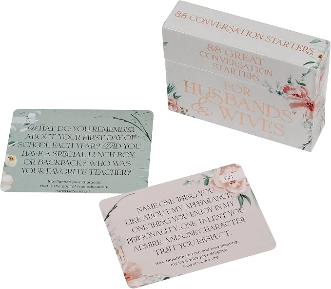 Christian Art Gifts 88 Great Conversation Starters for Husbands and Wives “ Romantic Card Game for Married Couples “ Christian Games, Communication & Marriage Help, Fun Anniversary or Wedding Gifts | Romantic Card Game for Married Couples “ Christian G...