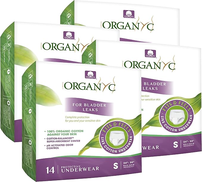 Organyc Bladder Control Underwear for Women - Organic Cotton Protective Underwear for Incontinence, Leak Protection, Odor Protection and Sensitive Skin, Small, 56 Count