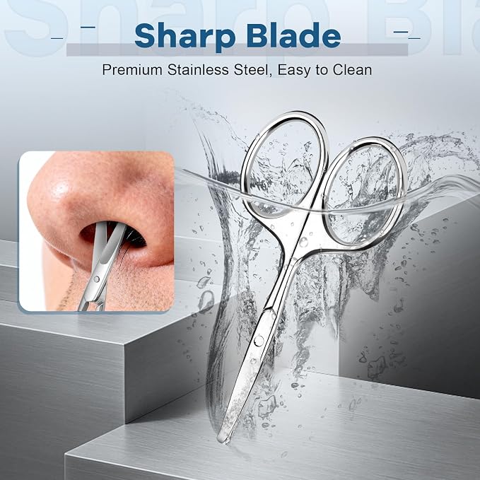 Hdama Nose Hair Scissors, Safety Blunt Tip, Facial Ear Grooming, Men Women | Small compact design for trimming eyebrow, mustache, and beard. Suitable for men and women.