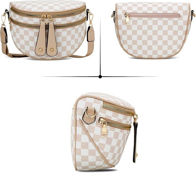 KKXIU Crossbody Bags for Women Vegan Leather Travel Bum Bag | Trendy Fanny Waist Pack | Shoulder Purse with Adjustable Strap