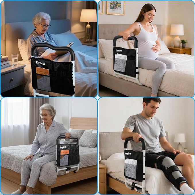 Cupluw Bed Rails for Elderly Adults Safety, Upgraded Extra Wide 16'', 16 CFR Part 1270 Approved Adjustable Bed Cane, Bed Assist Rail Load 350lb, Ergonomic Non-Slip Handle for King/Queen/Full/Twin Bed