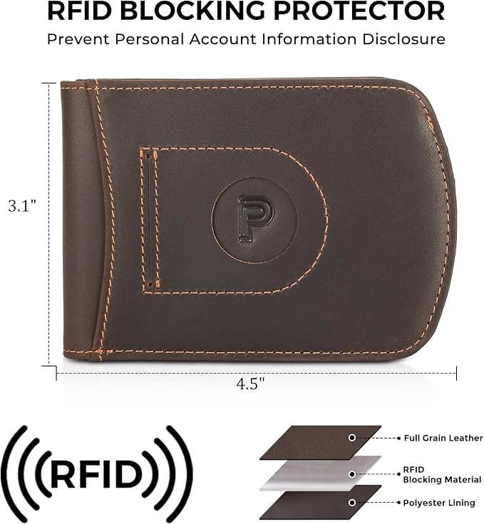 Polare Slim Curve Front Pocket RFID Blocking Italian Real Leather Bifold Wallet for Men (Dark Brown with AirTag Holder)
