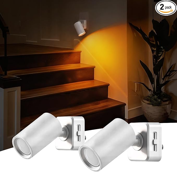 L LOHAS LED Night Lights Plug into Wall,[2-Pack] Wall Spot Lights Indoor with Light Sensor,Amber Night Lights,for Home Decor Party Bathroom,Hallway