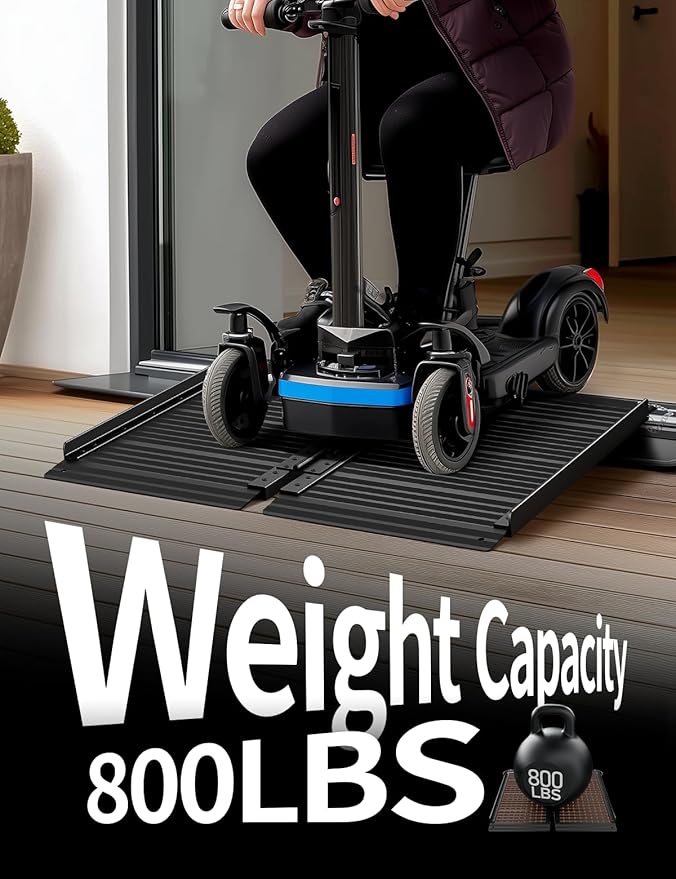 Black Aluminum Ramp 2FT, With Non-Slip Surface Wheelchair Ramp, Folding Portable Wheelchair Ramps for Home Steps,Scooter Ramp for Car, Stairs, Doorways, Curbs, 800 LBS Weight Capacity, 28.3" W x 24''L