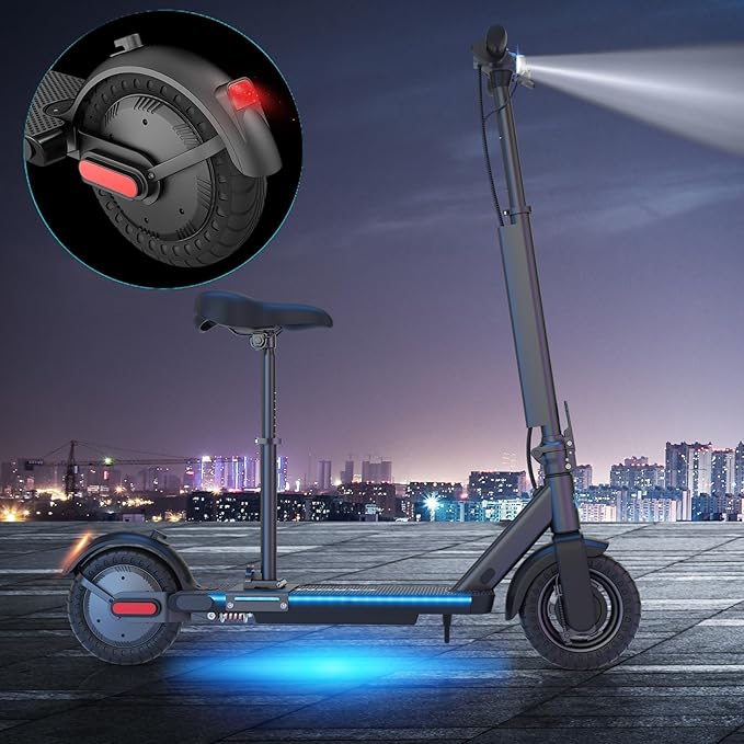 Caroma Electric Scooter with Seat Option,500/350W Motor Up to 25/20 Miles Range & 25/20 MPH Speed,9" Tires,Adjustable Electric Scooter for Adults,Foldable Commuting