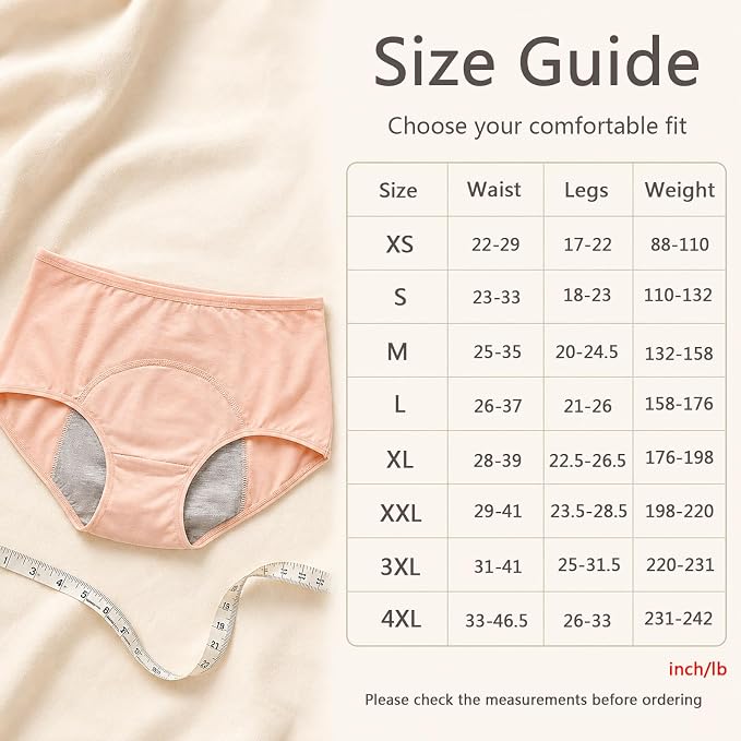 Incontinence Underwear for Women, Reusable Washable Protective Briefs,M | Cotton, Plus Size, Overnight Panties, for Womens Adult Elderly, Multicolored, 6Pcs