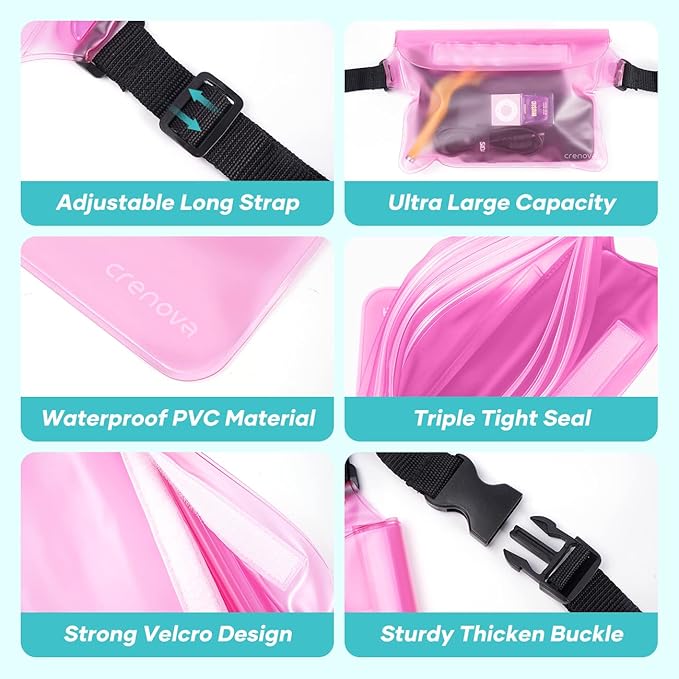 Waterproof Fanny Packs for Women, Sandproof Dry Bag for Beach, Water proof Pouch for Phone Passport Purse, Floating Waterproof Bags for Cruise Travel Water Park Boating Fishing Diving Surfing Kayaking | Floating, ideal for Beach, Boating & Kayaking&Fis...